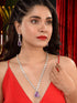 Silver Toned Lavender AD Studded Necklace Jewellery Set
