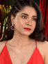 Silver Plated Red AD studded Statement Hoop Earring