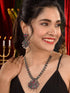Oxidised Green stone studded Peacock Design Necklace Jewellery Set