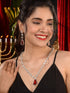 Silver Toned Red AD studded Luxe Haram Necklace Jewellery Set