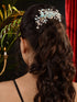 Silver Toned & Blue Stocking Flowers Beaded Hair Accessory