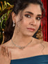 White Silver Toned AD Studded Heart Shape Necklace Jewellery Set