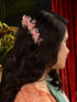 Gold Toned & Pink Stocking Flowers Beaded Tiara Hair Accessory