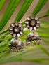 Siver Oxidised Pink AD Pearl studded Handmade Jhumka Earring