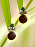 Silver Oxidised Ruby Red Drop Minimal Earring