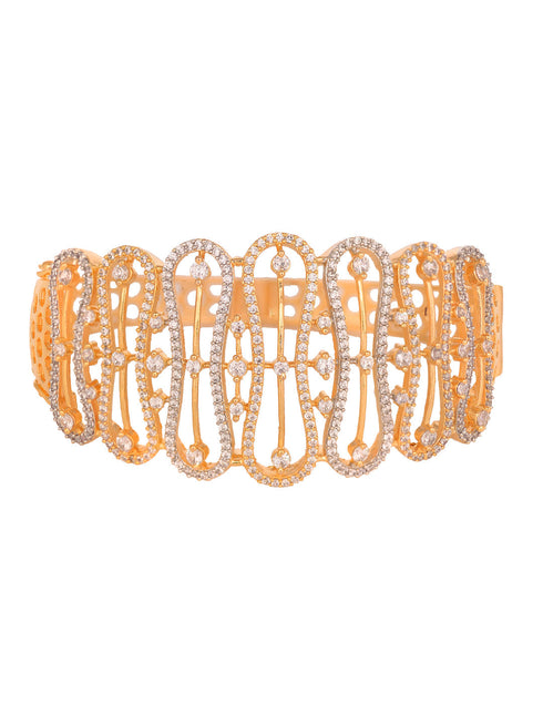 Gold Toned AD Studded Luxe Handcrafted Bracelet