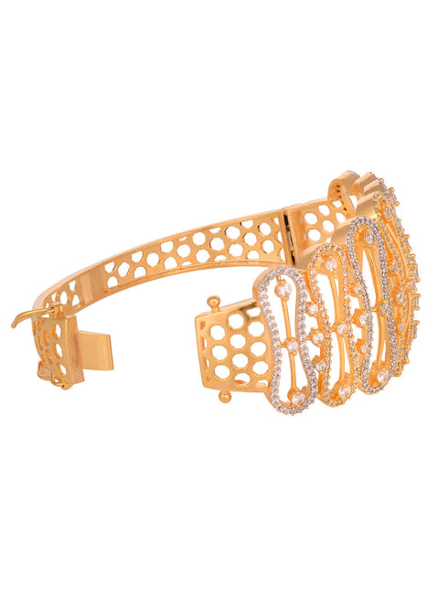 Gold Toned AD Studded Luxe Handcrafted Bracelet