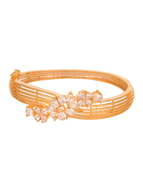 Gold Toned AD studded Floral Designer Handcrafted Bracelet