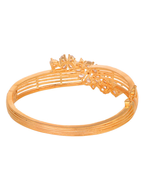 Gold Toned AD studded Floral Designer Handcrafted Bracelet