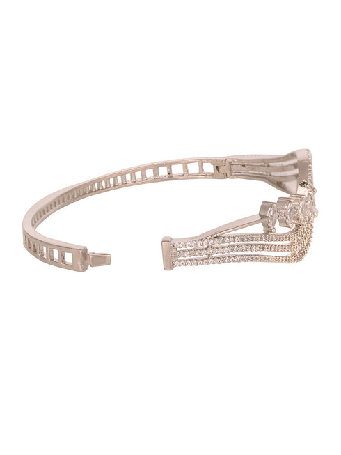 Silver Toned AD studded Modern Quirky Handcrafted Bracelet