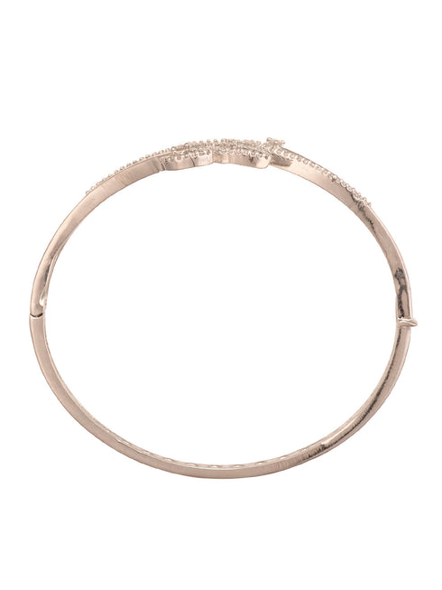 Silver Toned AD studded Statement Leaf Handcrafted Bracelet