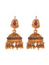 Gold Plated Red Kempo Goddess Lakshmi Deseigner Temple Jewellery Set
