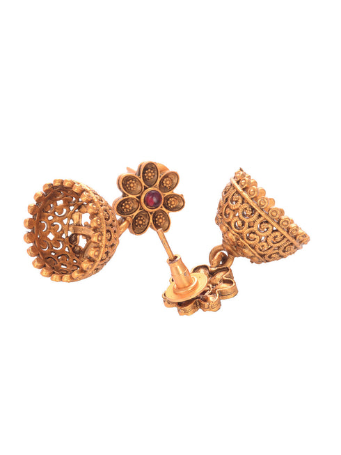 Gold plated Goddess Lakshmi Filigree Temple Jewellry Set