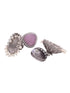 Silver Oxidised Pink Stone & Pearl Jhumka Earrings
