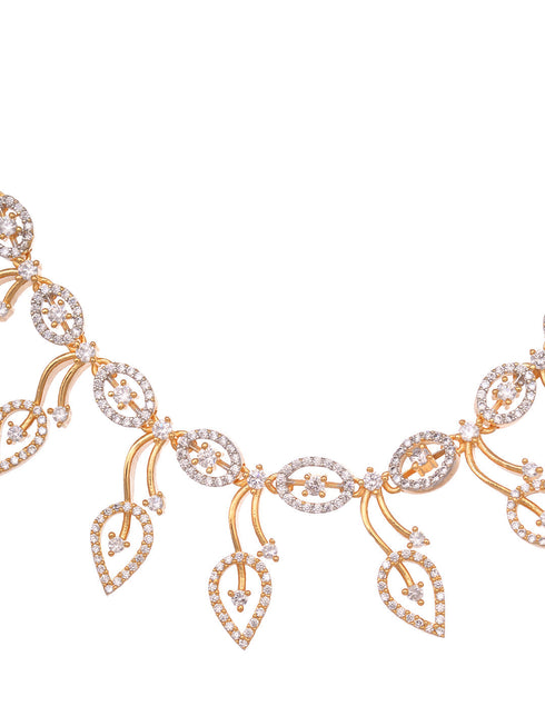 Gold Played AD Studded Statement Floral Jewellery Set