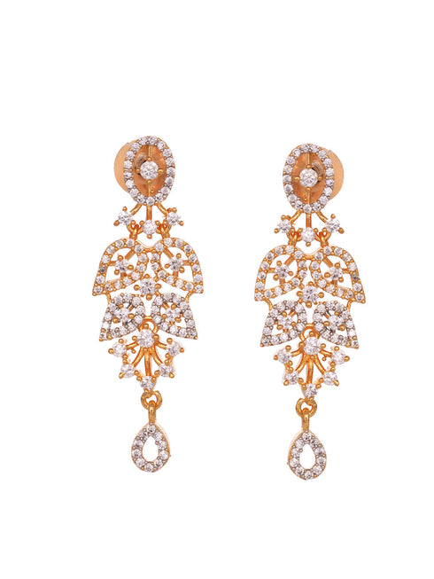 Gold Played AD Studded Statement Floral Jewellery Set