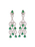Silver Plated Green AD studded Chandelier Necklace Jewellery Set