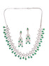 Silver Plated Green AD studded Chandelier Necklace Jewellery Set