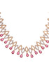 Gold Plated Red AD studded Chandelier Necklace Jewellery Set