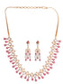 Gold Plated Red AD studded Chandelier Necklace Jewellery Set