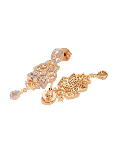 Gold Played AD Studded Statement Floral Jewellery Set