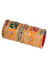 Gold Plated Set of 2 Multicolored traditional Kundan Bangles Bridal Chuda