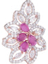 Rose Gold plated Multi AD studded handcrafted adjustable Ring for Women & Girls