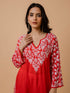 Fizaa Chikankari Radiant Red Modal Cotton Kurta