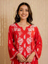 Fizaa Rayon Cotton Chikankari Kurta - Red