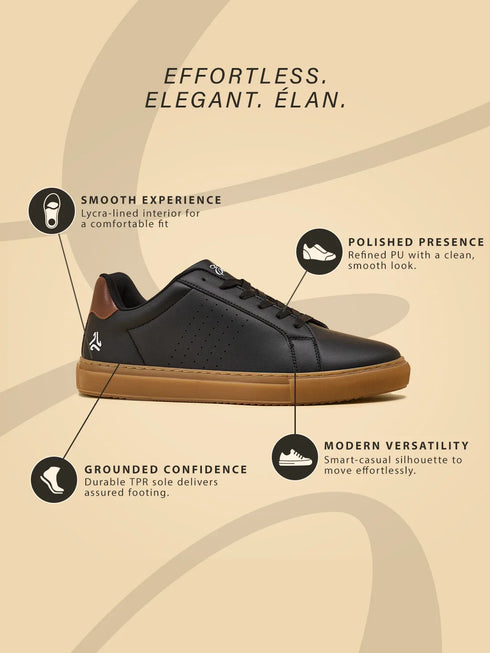 ELAN-08 Black Men's Formal Sneakers