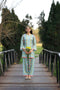 Anureet in Printkari Poly Muslin Co-ord set in Tourquise Green