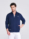 Men's Navy Solid Stand Collar Jacket