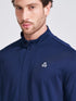 Men's Navy Solid Stand Collar Jacket