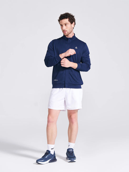 Men's Navy Solid Stand Collar Jacket