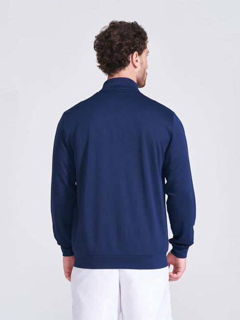 Men's Navy Solid Stand Collar Jacket