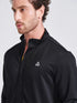 Men's Black Solid Stand Collar Jacket