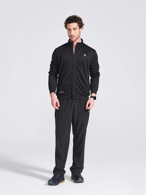 Men's Black Solid Stand Collar Jacket