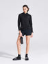 Women's Black Solid Stand Collar Jacket