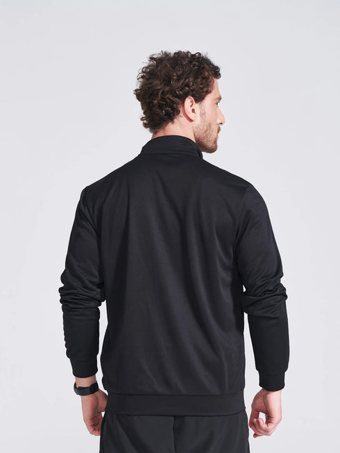 Men's Black Solid Stand Collar Jacket