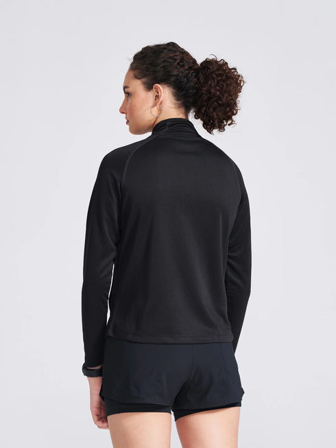 Women's Black Solid Stand Collar Jacket