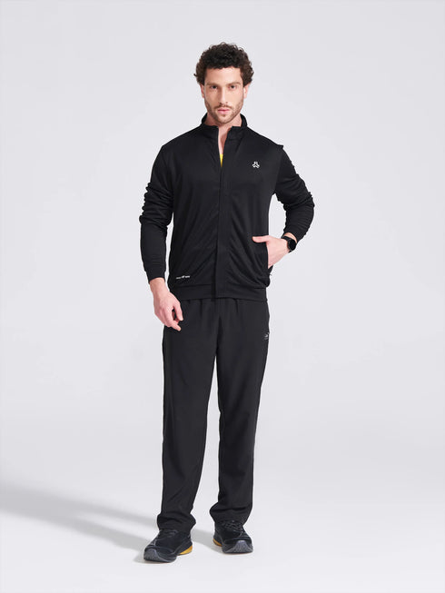 Men's Black Solid Stand Collar Jacket