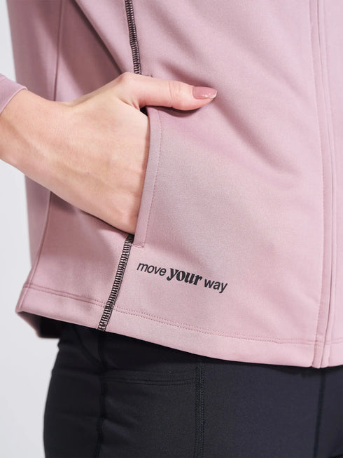 Women's Mauve Solid Stand Collar Jacket