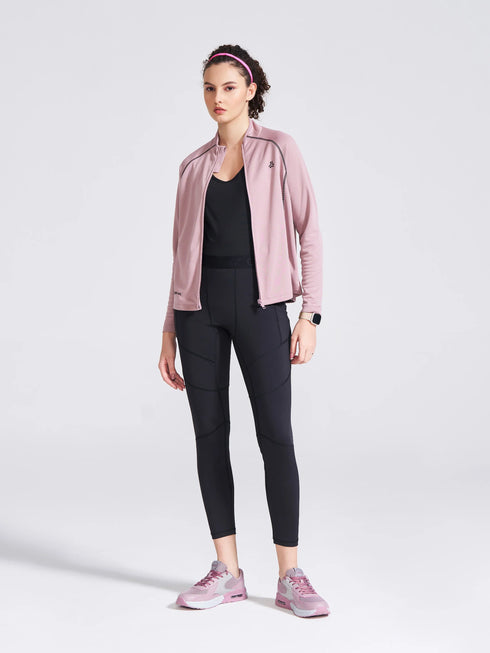 Women's Mauve Solid Stand Collar Jacket