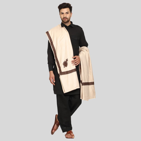 Men's Kashmiri Embroidered Wool Shawl