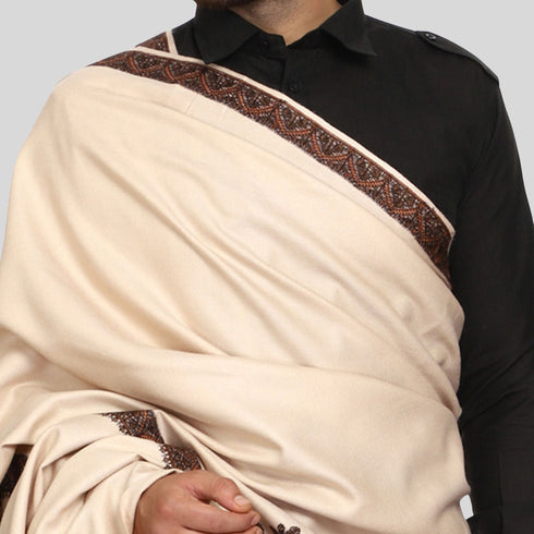 Men's Kashmiri Embroidered Wool Shawl
