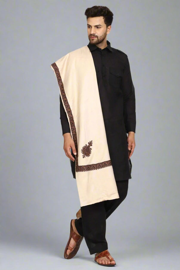 Men's Kashmiri Embroidered Wool Shawl
