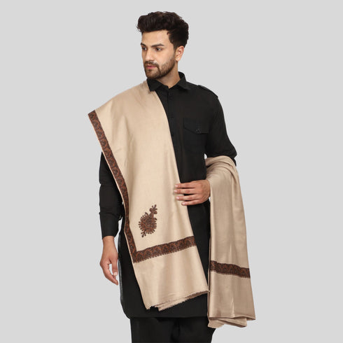 Men's Kashmiri Embroidered Wool Shawl