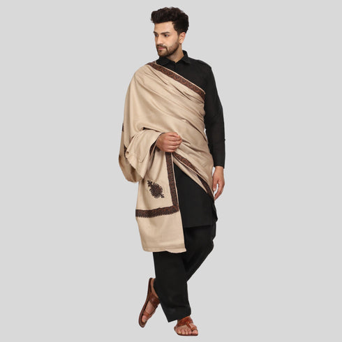 Men's Kashmiri Embroidered Wool Shawl