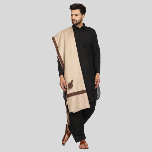 Men's Kashmiri Embroidered Wool Shawl