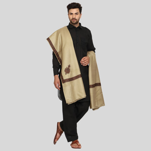 Men's Kashmiri Embroidered Wool Shawl